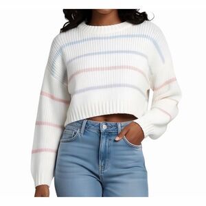 Storia Women's Striped Pullover Sweater Multicolor Cropped